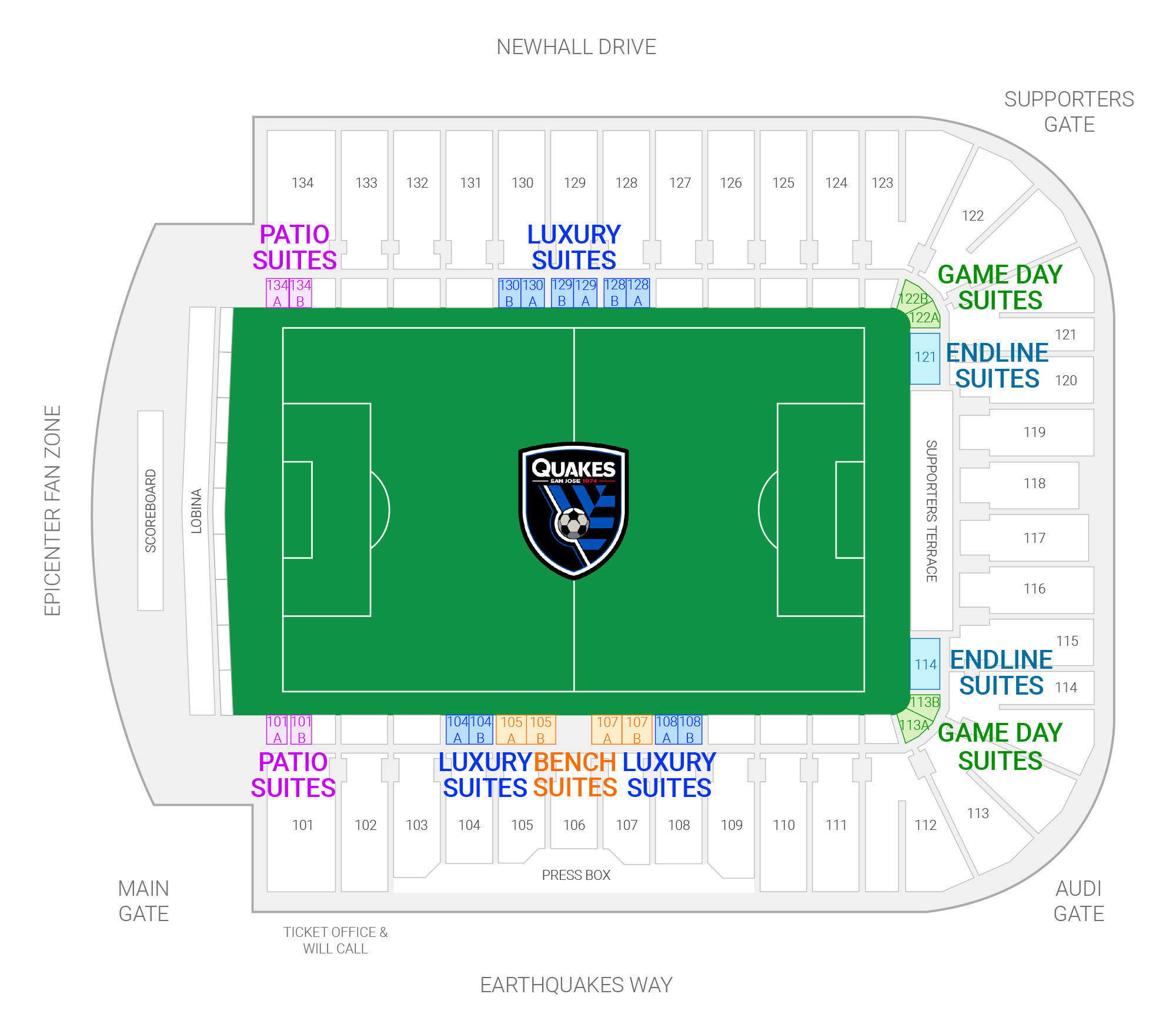 PayPal Park / San Jose Earthquakes Suite Map and Seating Chart